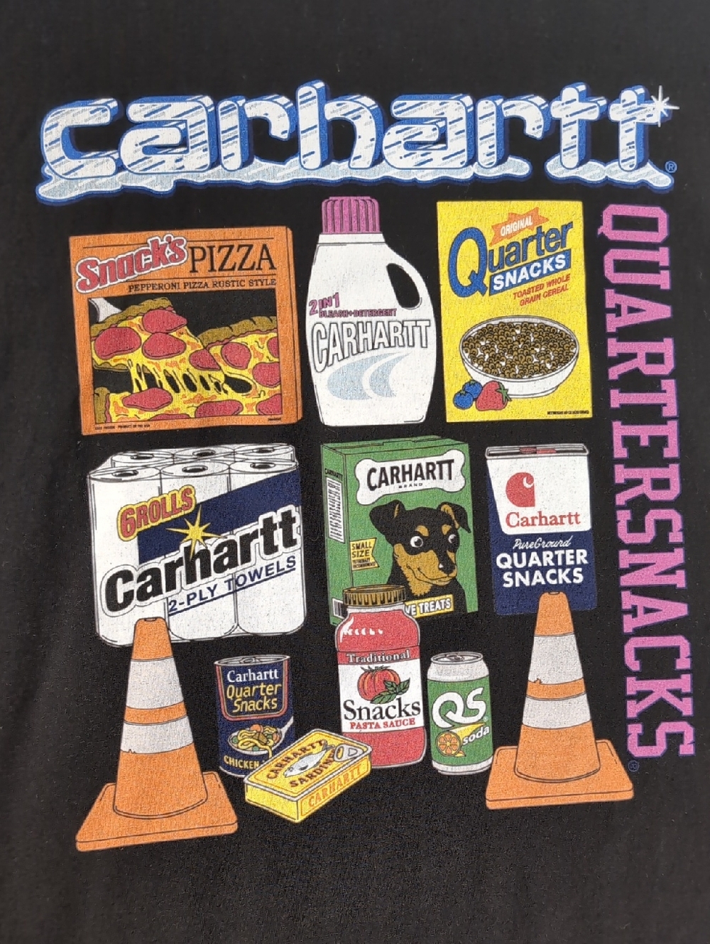 Carhartt WIP x Quartersnacks Grocery Graphic Tee Size XL in Black - Picture 2 of 8